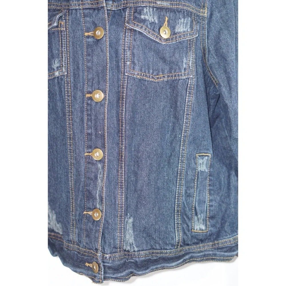 Forever 21 Jean Jacket Distressed  Denim Size 1X - Picture 3 of 8